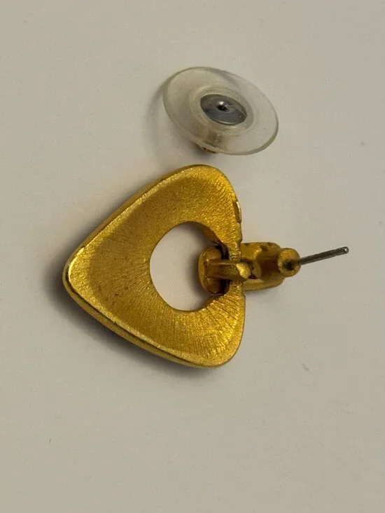 Cine Post Earrings Vintage Leopard Animal Print Triangle Enamel Accent Jewelry - Picture 4 of 9